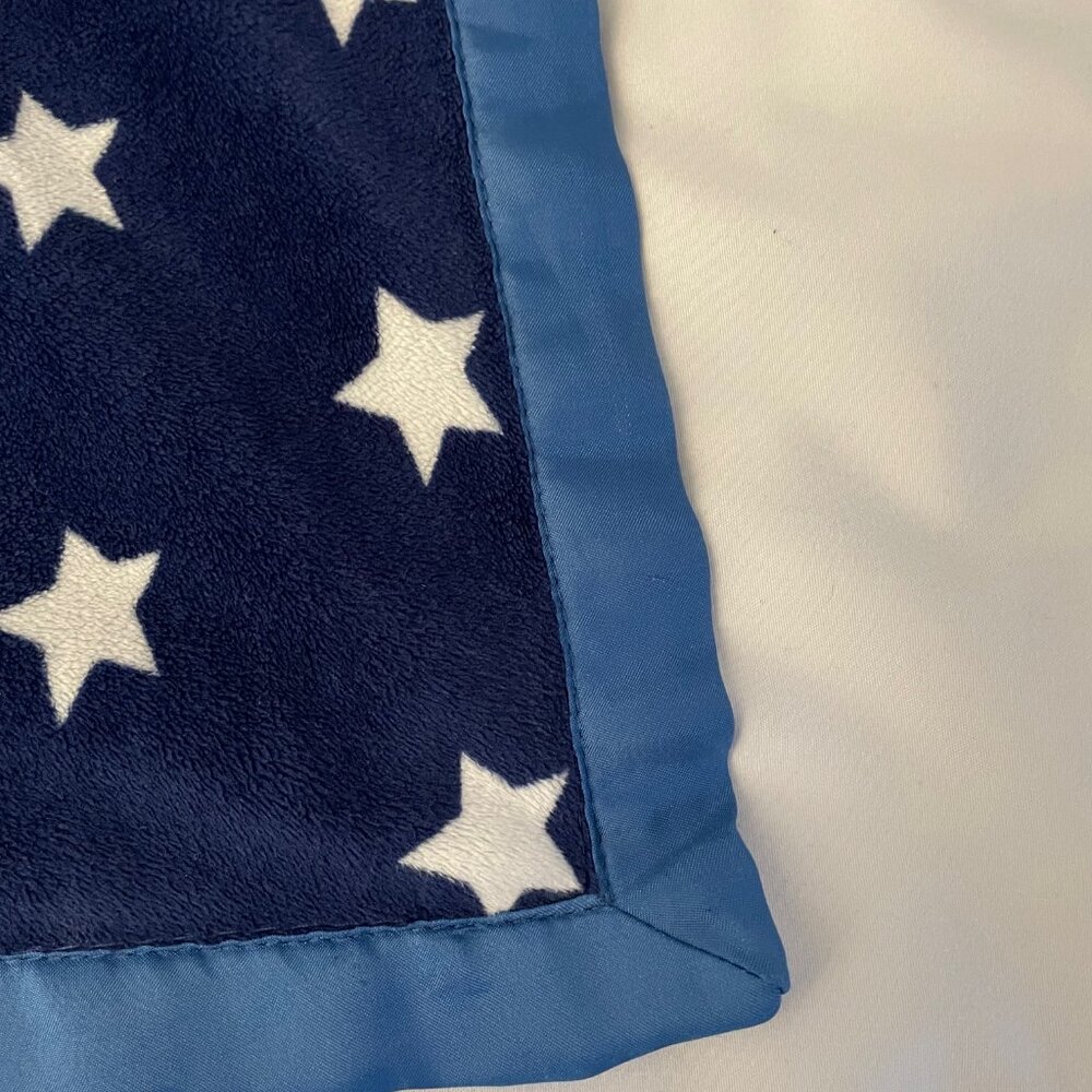 Cloud Island Gray Dog Blue Security Blanket White Stars Lovey 29x28.5” - Picture 4 of 14